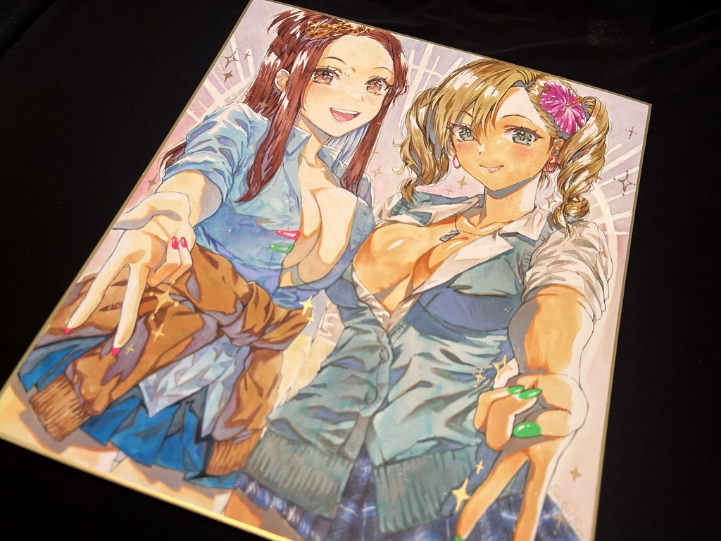 キラキラギャル二人な色紙