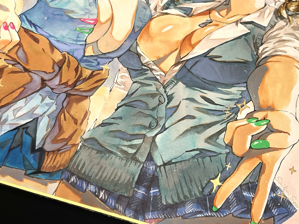 キラキラギャル二人な色紙