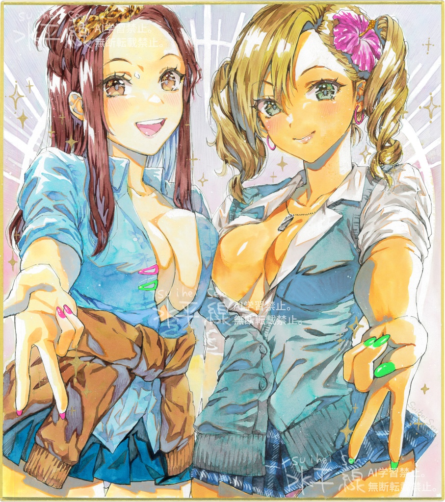 キラキラギャル二人な色紙