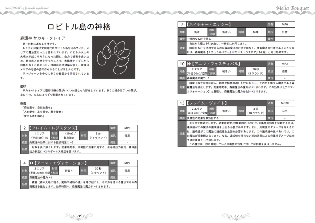 【匿名配送】SW2.5同人サプリメント『Melia Bouquet』(メリアブーケ)【植物×ソード・ワールド2.5】