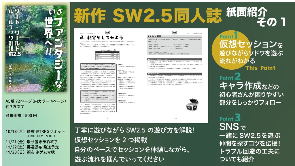 【SW2.5初心者向け同人誌】ルールブック副読本『いざファンタジーな世界へ』【ソード・ワールド2.5】【電子版】SPLL:E111045