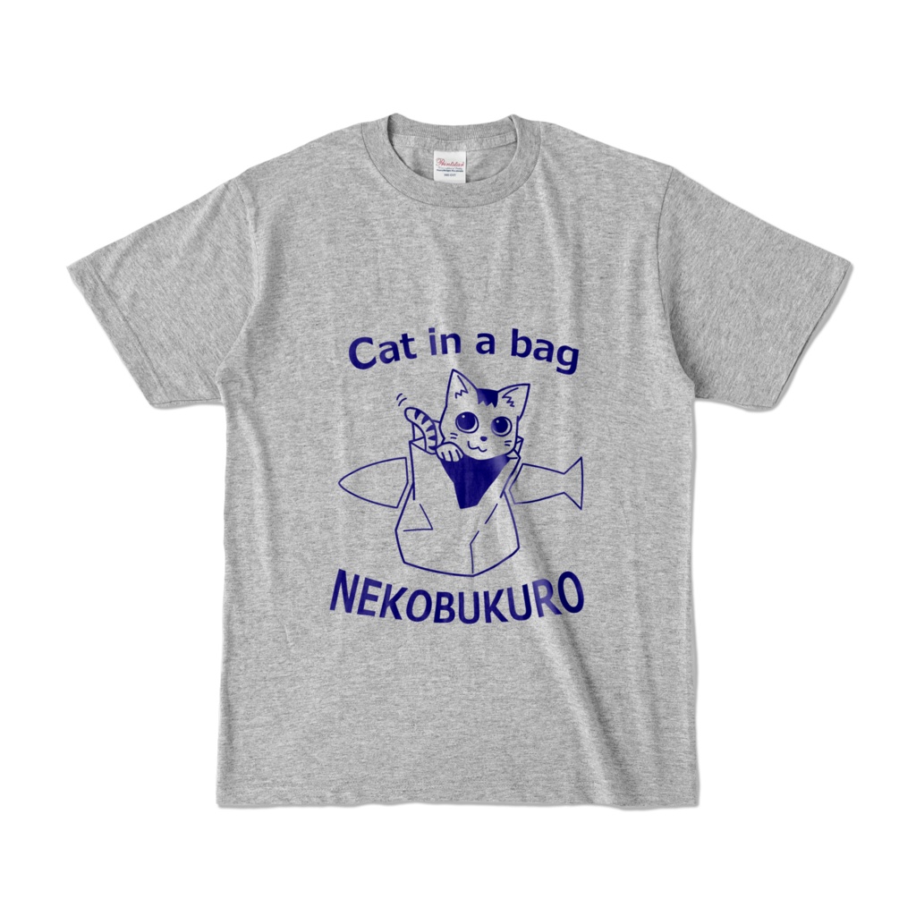 ネコ袋Tシャツ　杢グレー