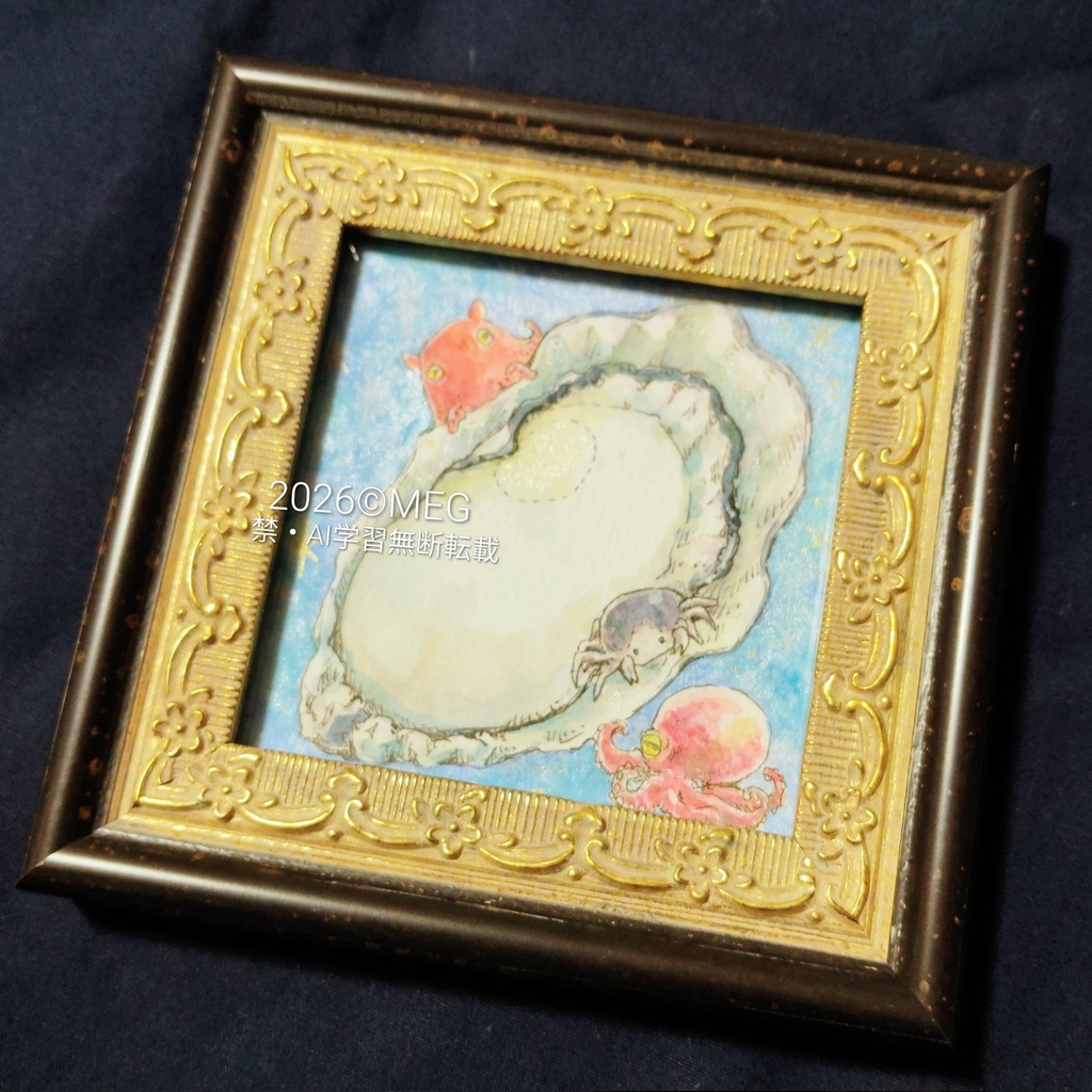 額装豆色紙原画「タコとピンノ」