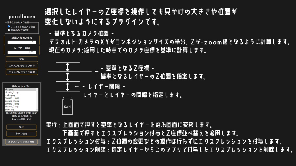 【AfterEffectsスクリプト】Parallaxen【Z軸ずらし】