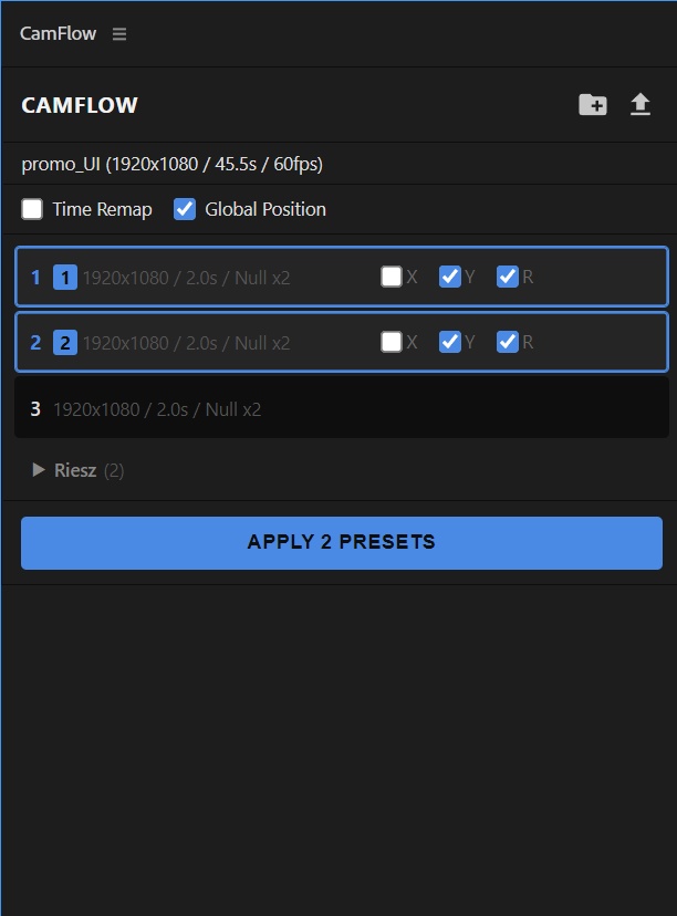 CamFlow - AEカメラプリセット管理