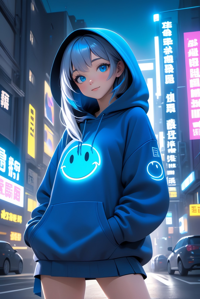 Girl in Blue Hoodie