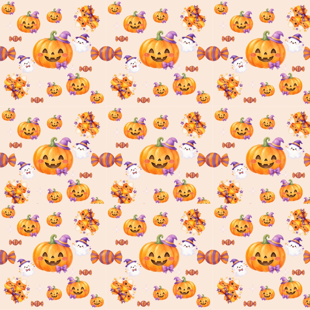 かぼちゃのハロウィン デジタルペーパー6枚セット|印刷用・コラージュ素材