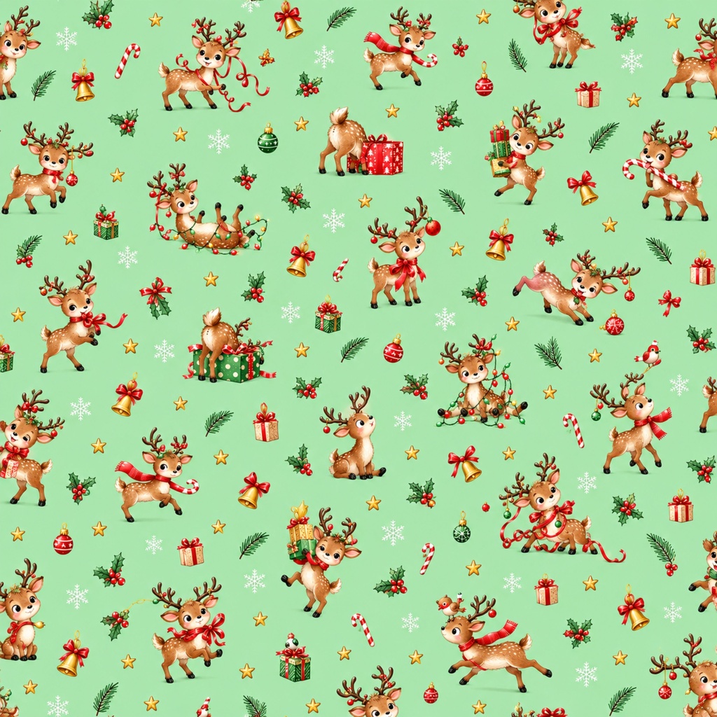 【全13枚】Cute Christmas デジタルペーパー|サンタ・トナカイ・クリスマス柄|3600px JPG|rosado