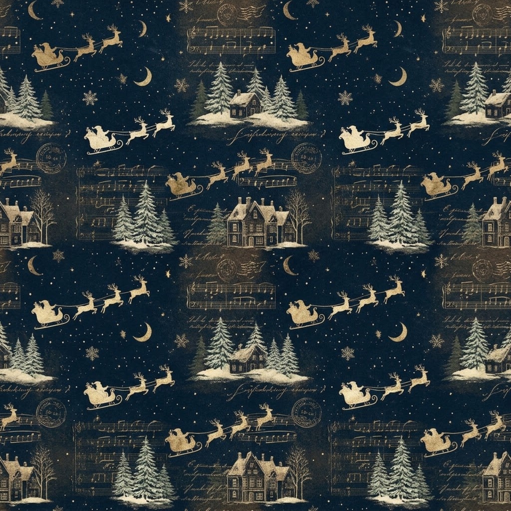 真夜中のヴィンテージ・クリスマス デジタルペーパーパック