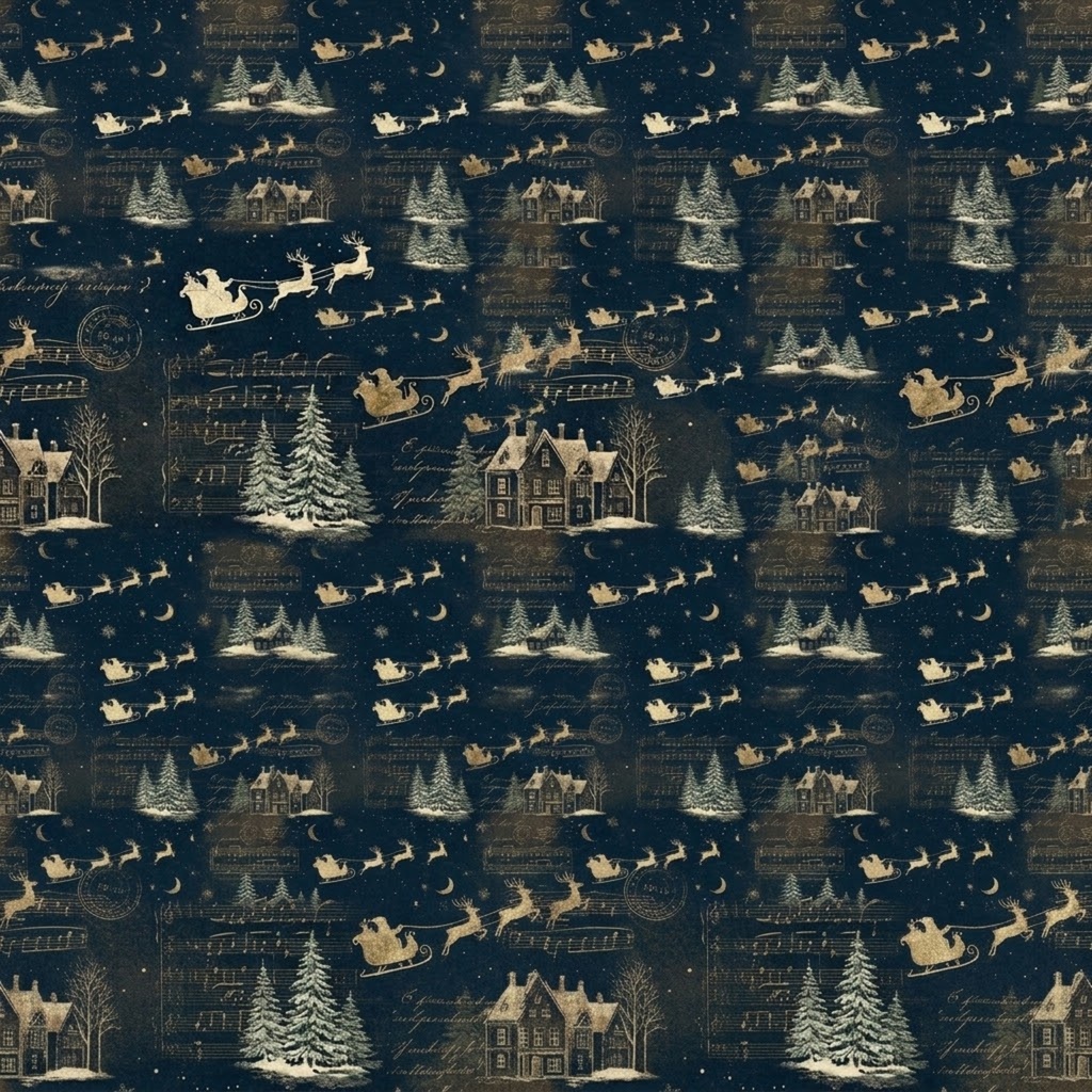 真夜中のヴィンテージ・クリスマス デジタルペーパーパック