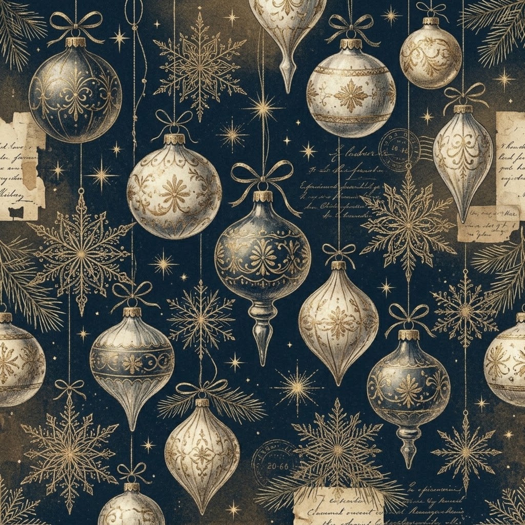 真夜中のヴィンテージ・クリスマス デジタルペーパーパック