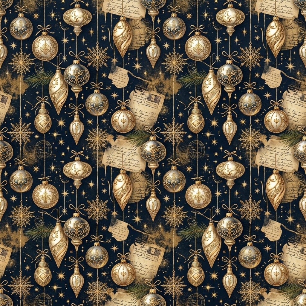 真夜中のヴィンテージ・クリスマス デジタルペーパーパック