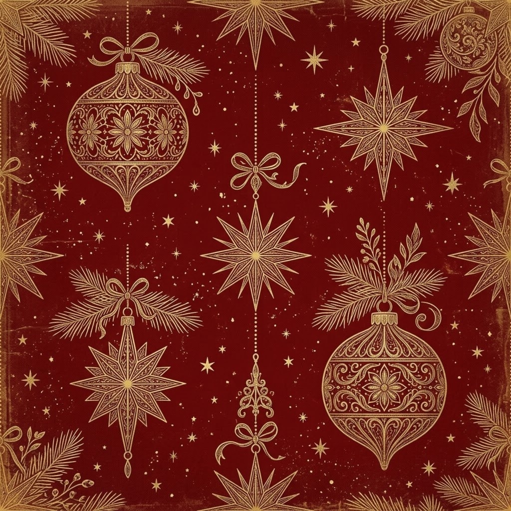 真紅のアンティーククリスマス|ヴィンテージデジタルペーパー12枚セット
