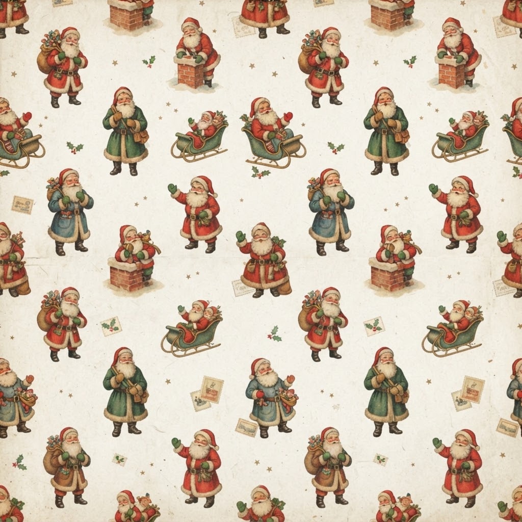ヴィンテージクリスマス デジタルペーパー12枚セット|アンティーク調・3600×3600 JPG