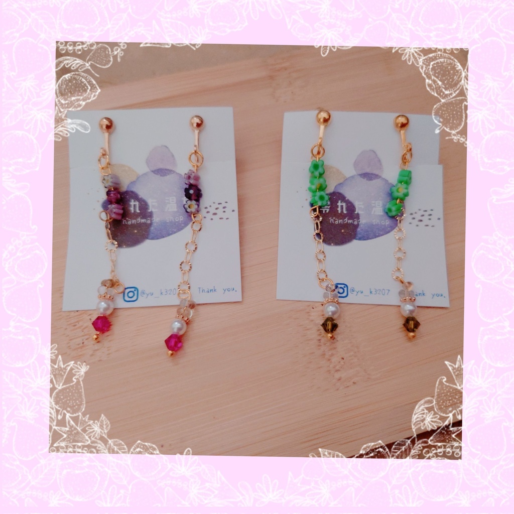 シャラシャラ小花のイヤリング 𖤣𖥧𖥣｡𖥧𖧧