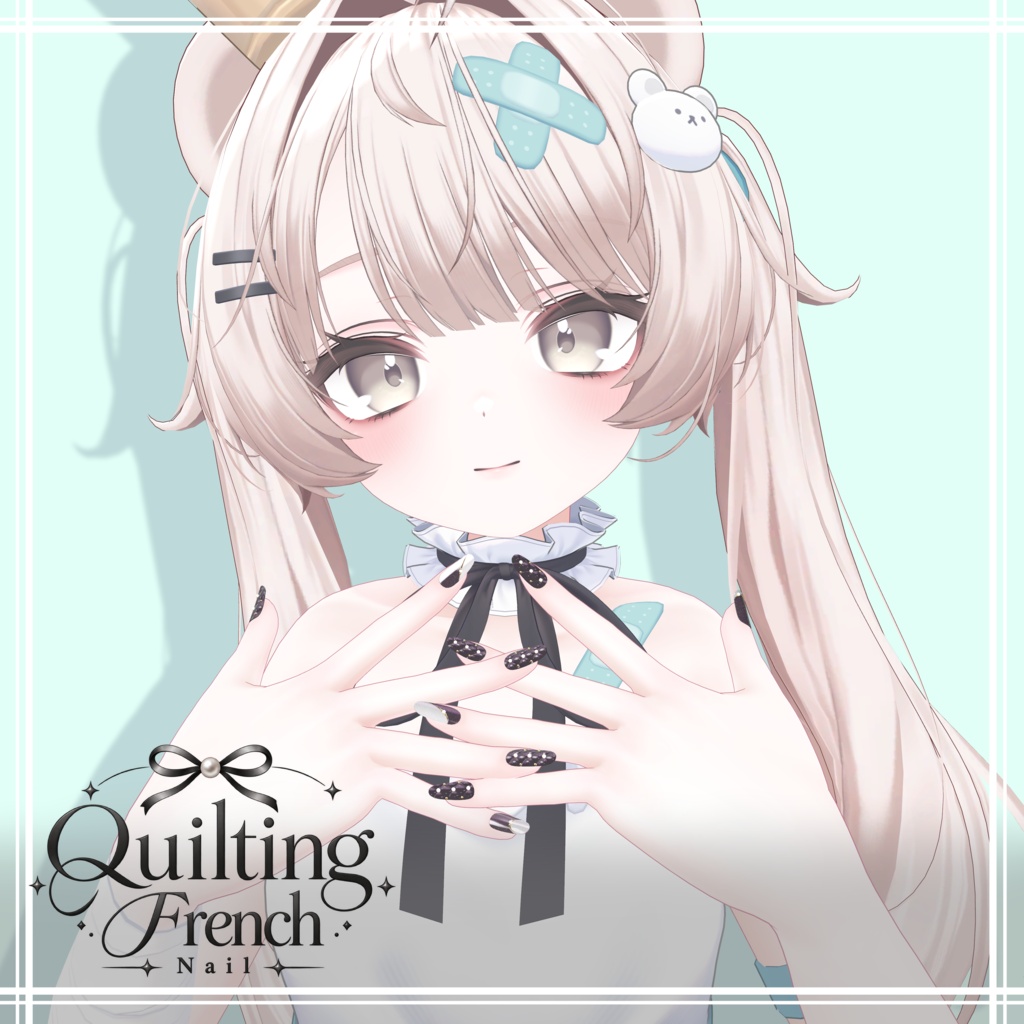 【Milfy対応】quilting French Nail【3Dネイル】