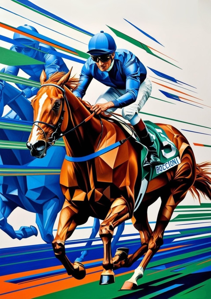 🎨 競走馬 × ボッチョーニ風・セヴェリーニ風・デュシャン風（未来派アート） 🏇✨