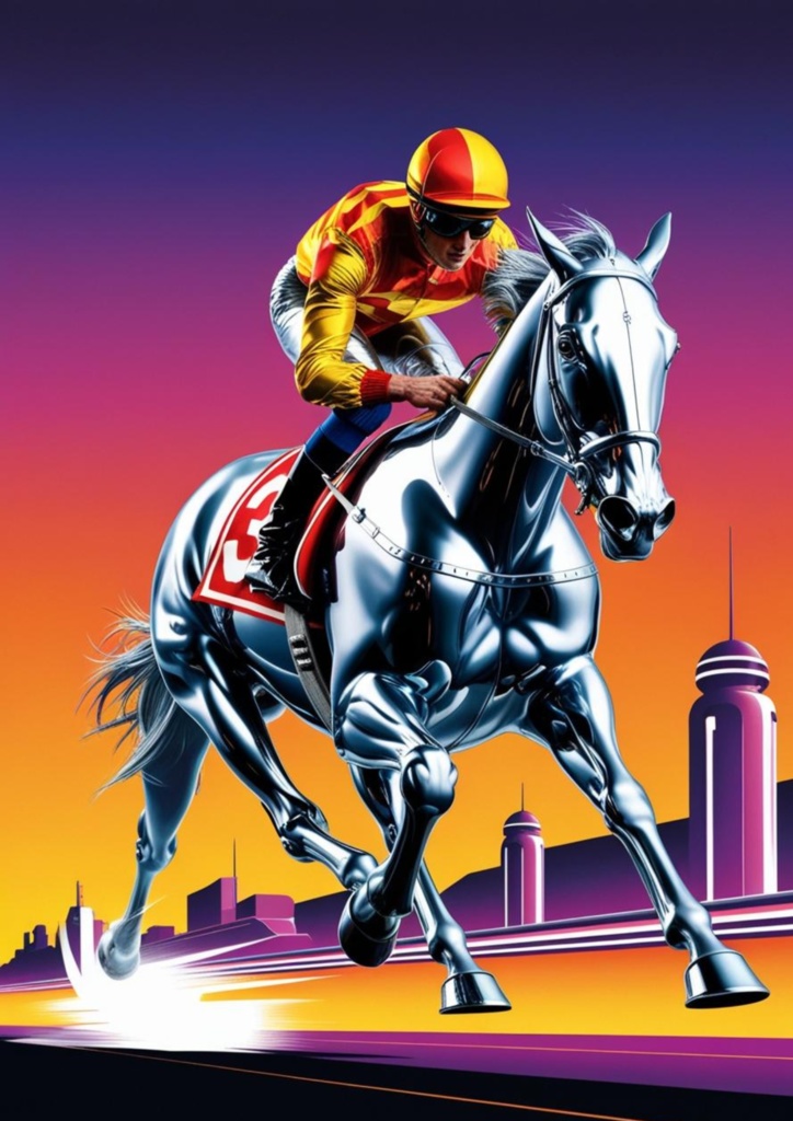 🏇 競走馬 × 8bit・サイバーパンク・レトロフューチャー(デジタルアート3枚セット)🎮🚀