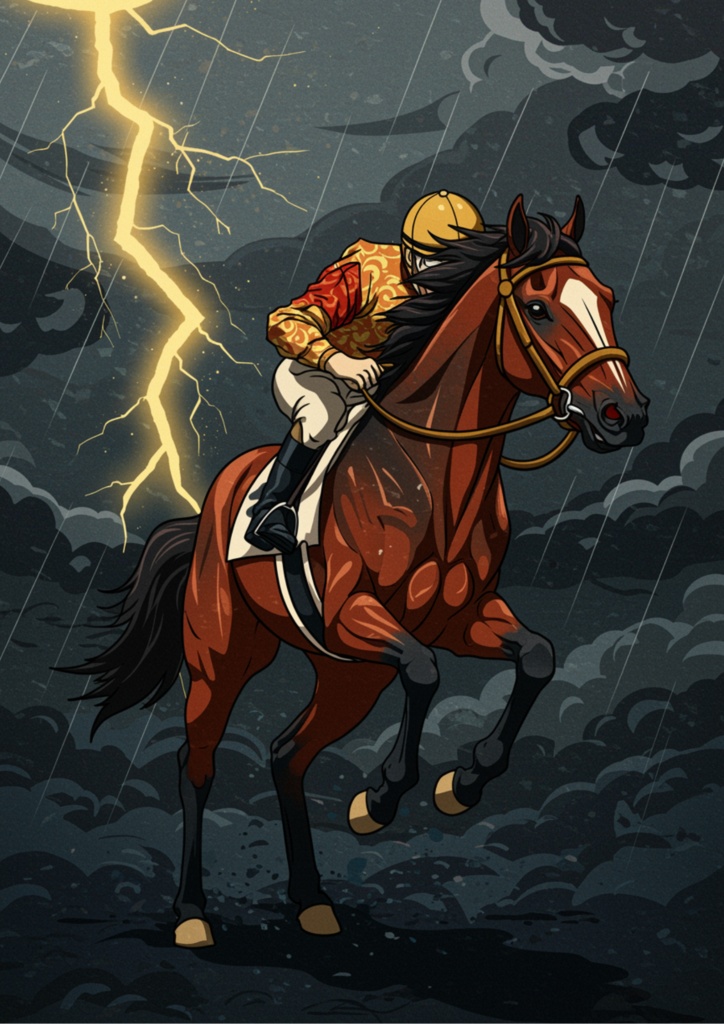 🏇 競走馬 × 浮世絵アート(葛飾北斎・歌川国芳・歌川広重)デジタルアート3枚セット 🇯🇵🌊⚡