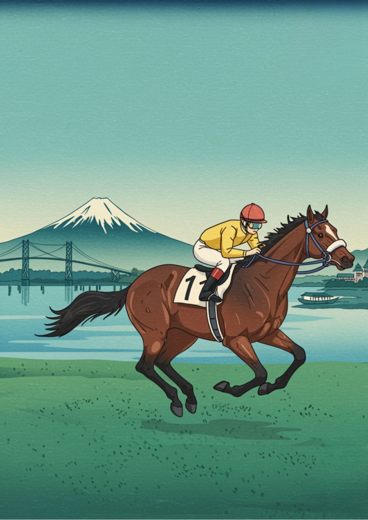 🏇 競走馬 × 浮世絵アート(葛飾北斎・歌川国芳・歌川広重)デジタルアート3枚セット 🇯🇵🌊⚡