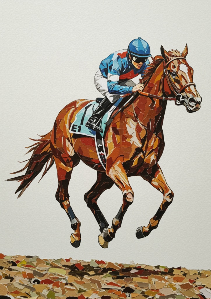 🏇 競走馬 × モザイクアート風デジタルアート(4枚セット) 🏇