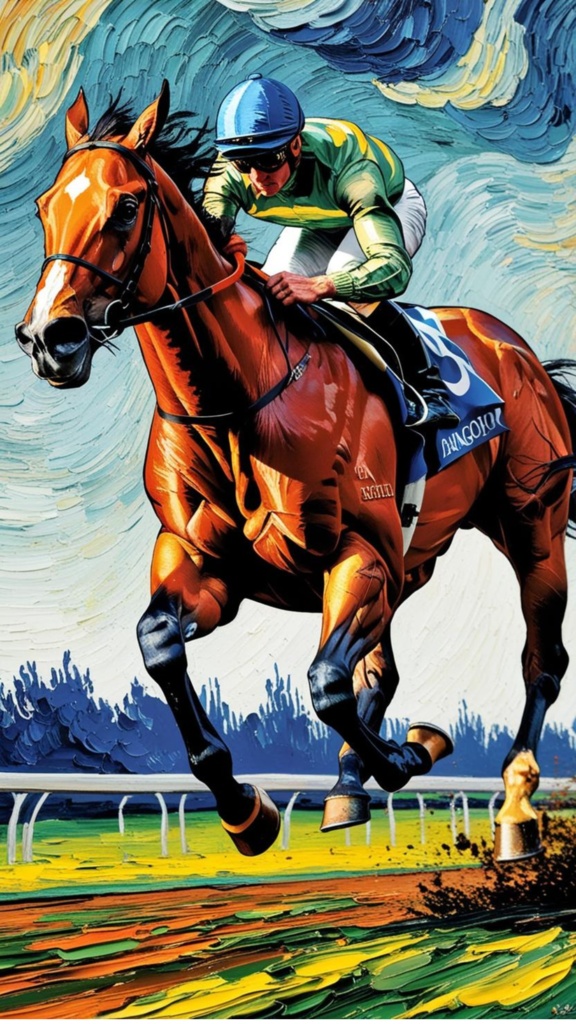 🏇 競走馬 × ゴッホ風 🎨 4枚セット【ポスト印象派アートシリーズ】