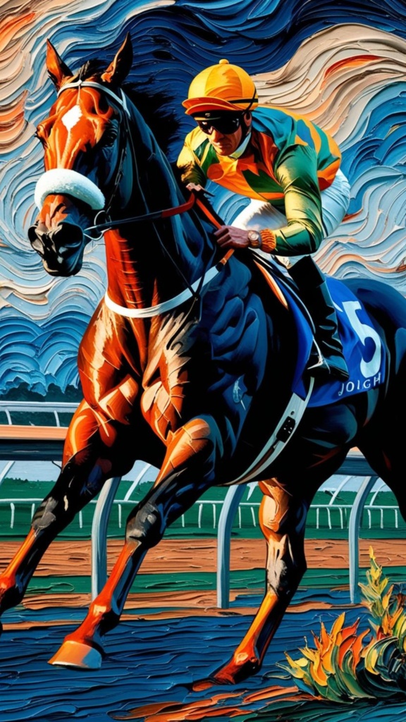 🏇 競走馬 × ゴッホ風 🎨 4枚セット【ポスト印象派アートシリーズ】