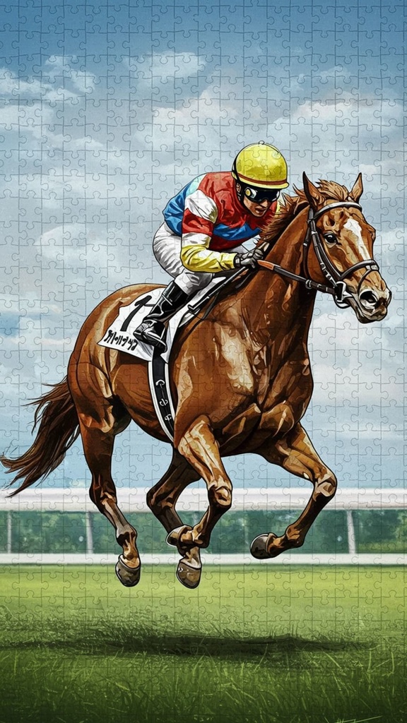 🧩🏇 競走馬 × パズル風アートコレクション(モダン競馬アートシリーズ)4枚セット