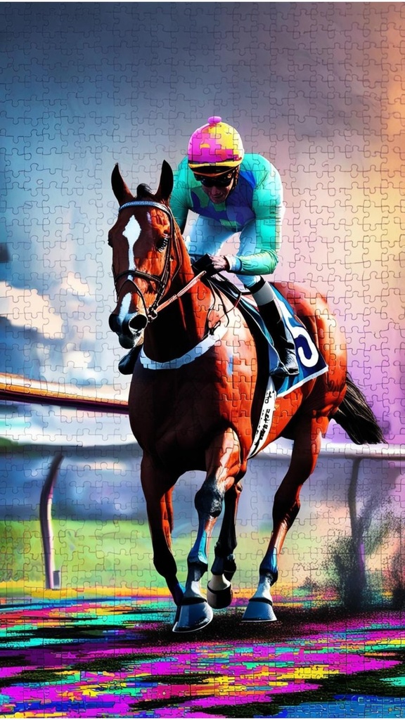 🧩🏇 競走馬 × パズル風アートコレクション(モダン競馬アートシリーズ)4枚セット