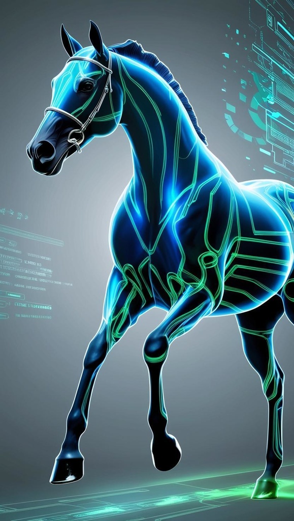 🎨 競走馬 × AIテクノロジー風・未来イラスト 🌐(サイバーアートシリーズ)