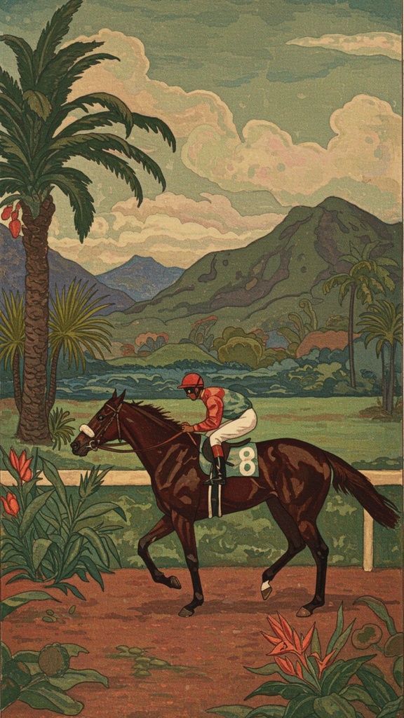 🏇 競走馬 × ゴーギャン風 🌺(ポスト印象派シリーズ)デジタルアート 🏇