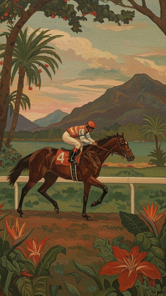 🏇 競走馬 × ゴーギャン風 🌺(ポスト印象派シリーズ)デジタルアート 🏇