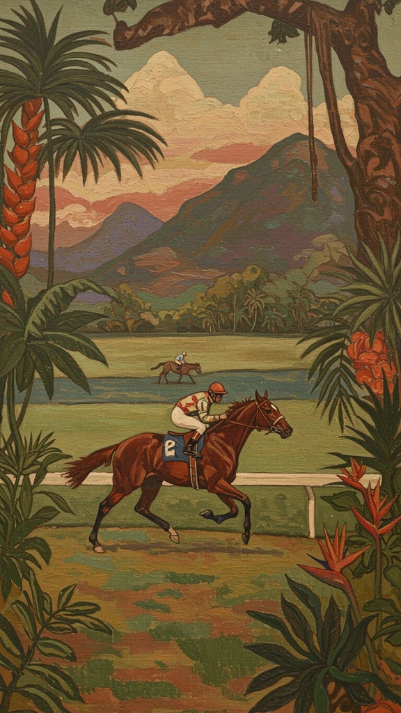 🏇 競走馬 × ゴーギャン風 🌺(ポスト印象派シリーズ)デジタルアート 🏇