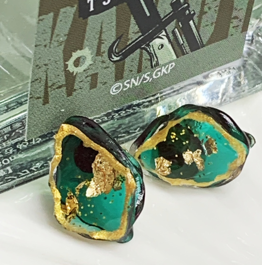 グリーン:大人シンプルピアス(大・小)