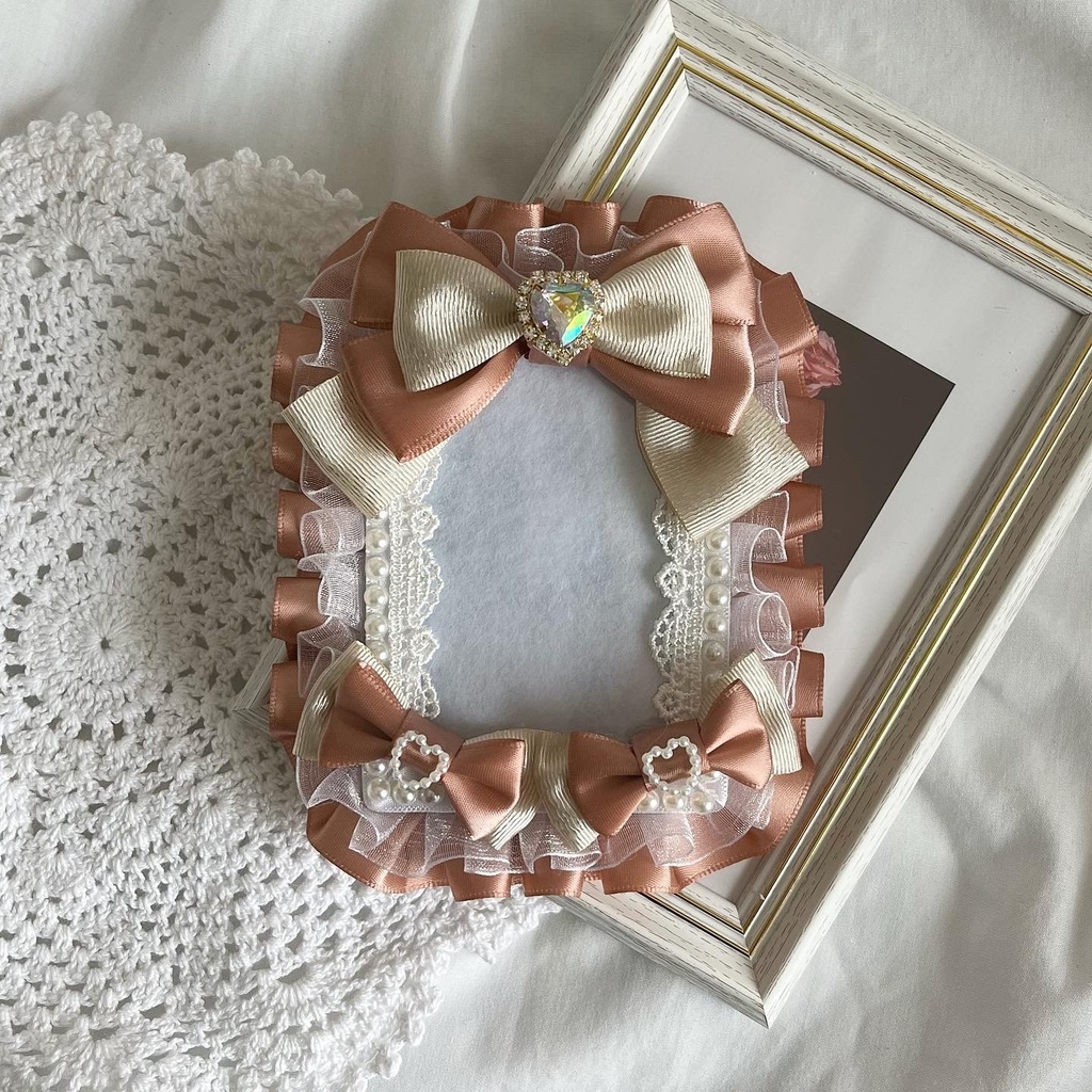 硬質ケース デコ * くすみピンク×ホワイト