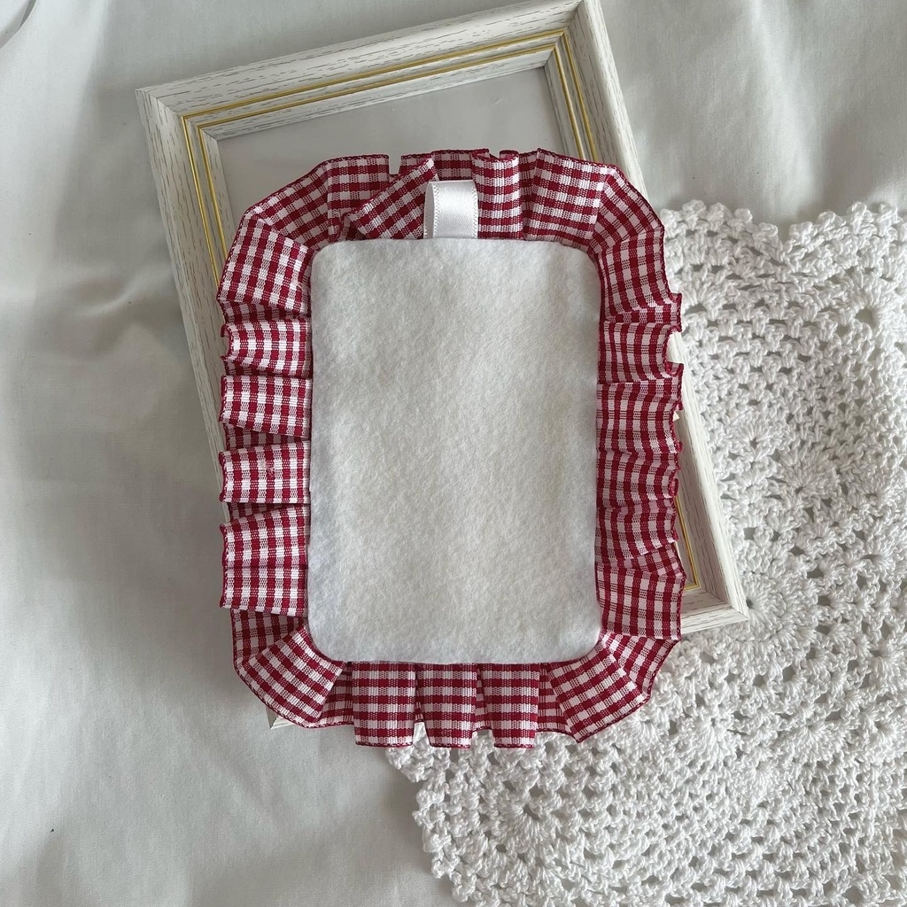 硬質ケース デコ * 赤のギンガムチェック×ホワイトパール