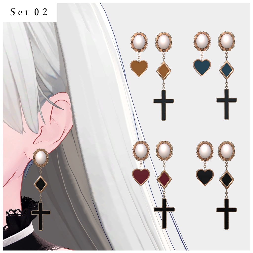 PB フレンチガーリーピアスセット୨୧