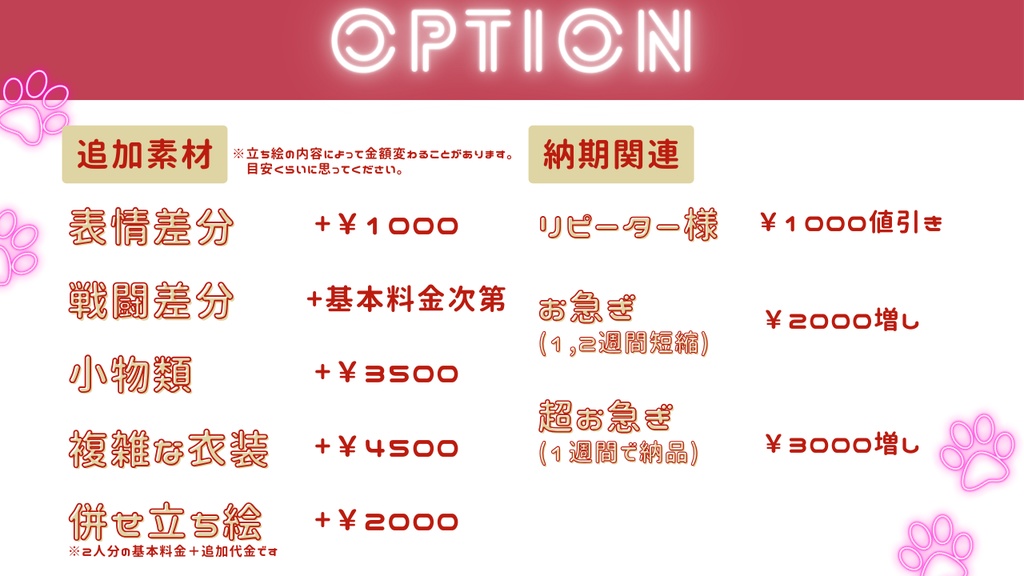 立ち絵用依頼・支払いページ