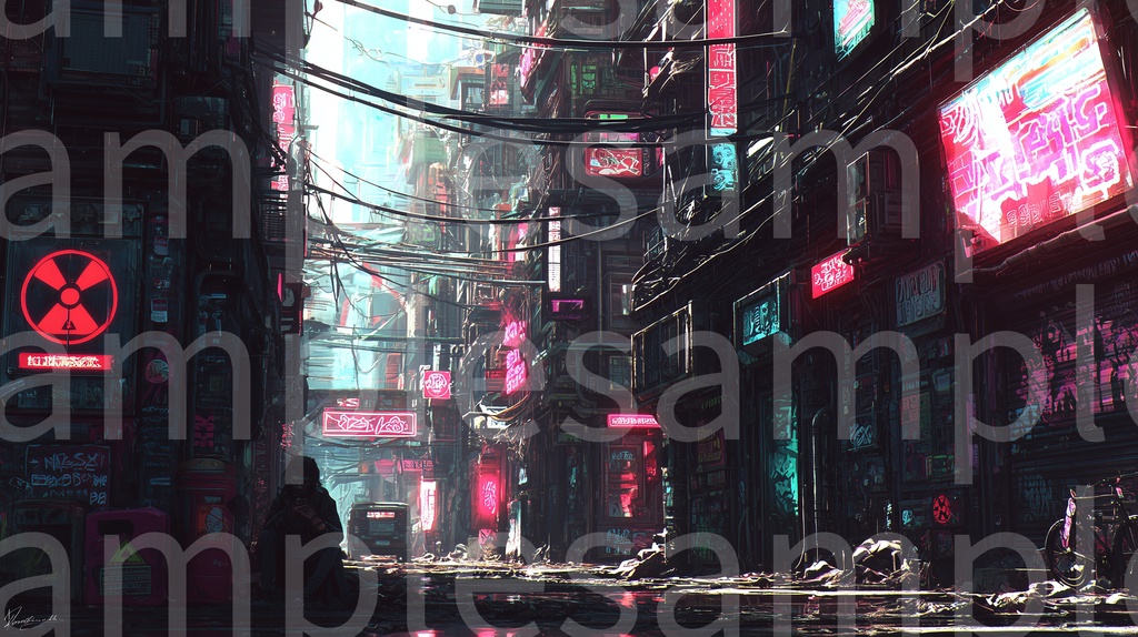 【無料版/3枚+NPC】サイバーパンク・退廃スラム背景素材