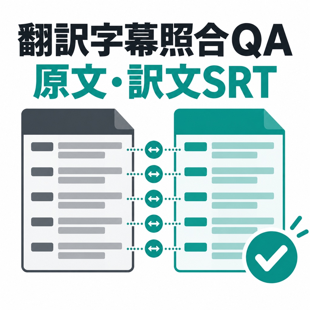 翻訳字幕照合QAツール｜原文SRTと訳文SRTのキュー・時刻・空欄を確認