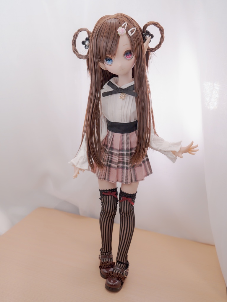 しんぷるピンクでチェックなプリーツスカート