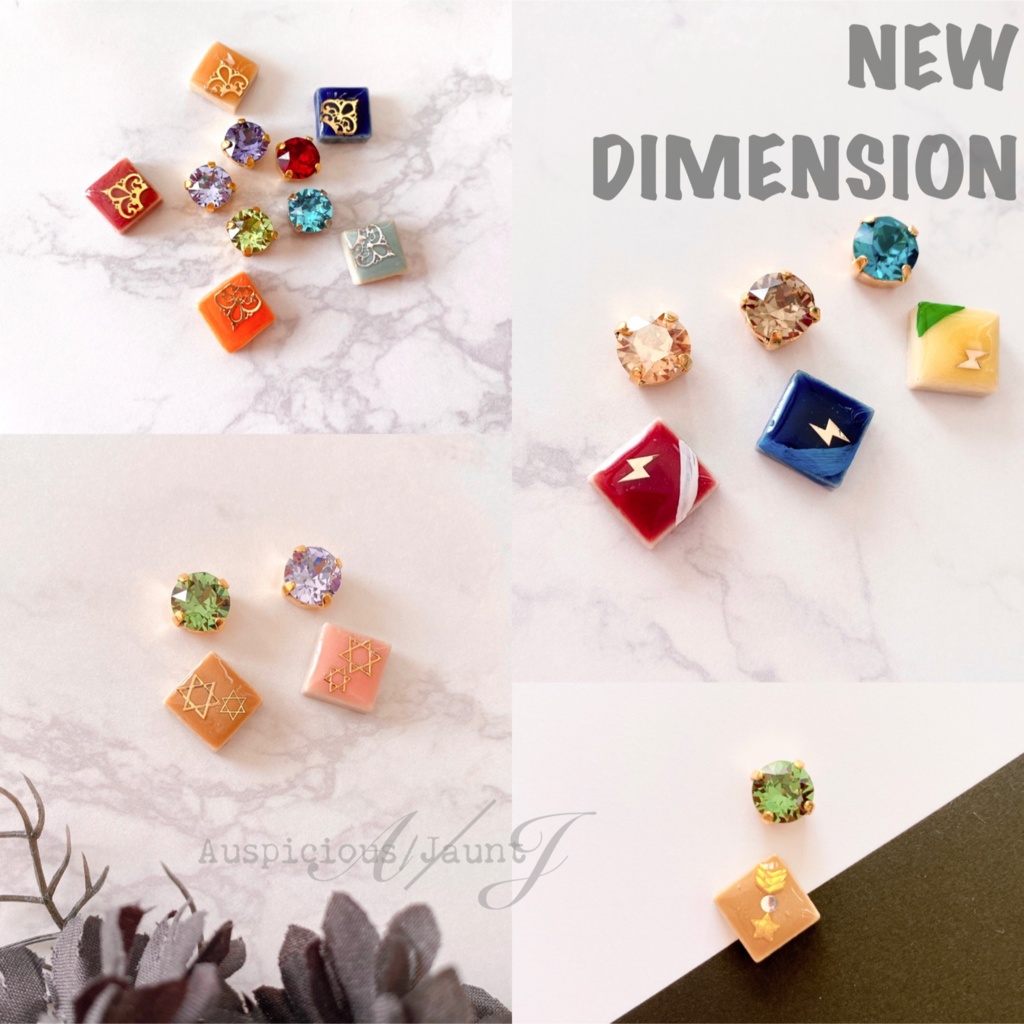 カラーリングタイルの耳飾り《NEW DIMENSION》