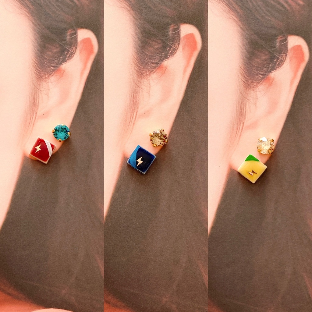 カラーリングタイルの耳飾り《NEW DIMENSION》