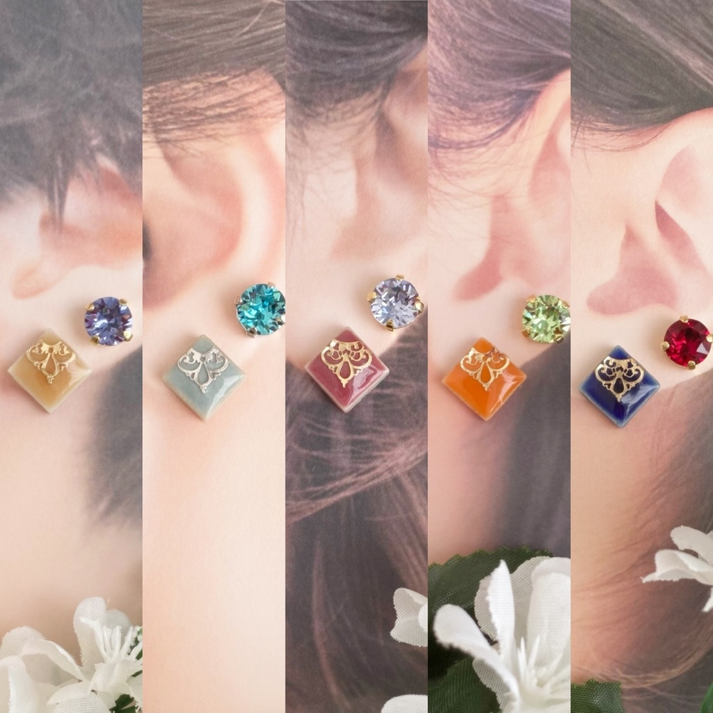 カラーリングタイルの耳飾り《NEW DIMENSION》