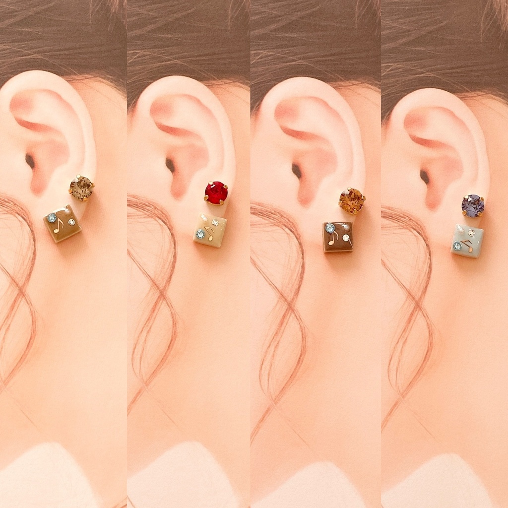 カラーリングタイルの耳飾り《Rhythm Link》