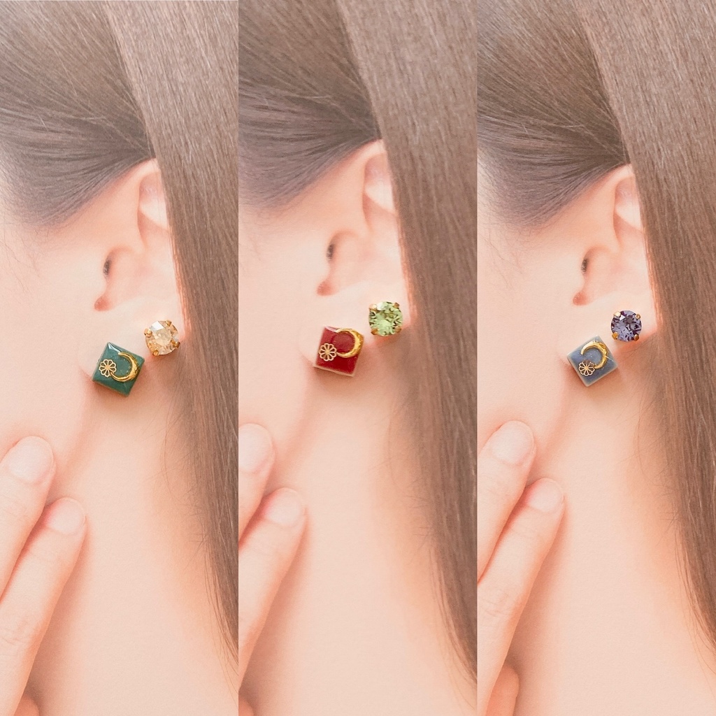 カラーリングタイルの耳飾り《Rhythm Link》