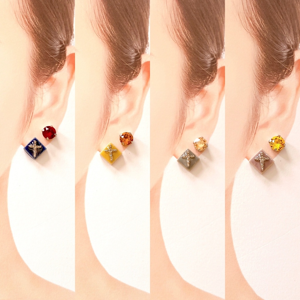 カラーリングタイルの耳飾り《Rhythm Link》