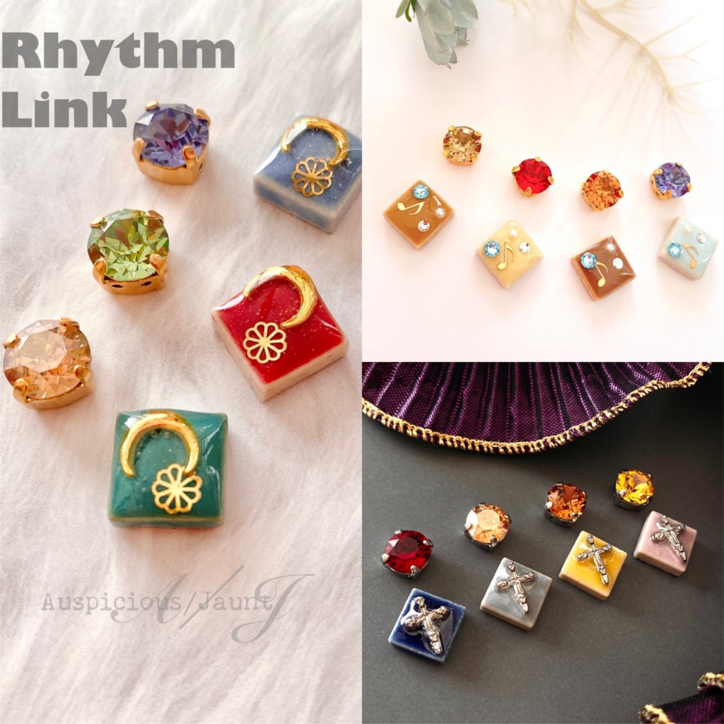 カラーリングタイルの耳飾り《Rhythm Link》
