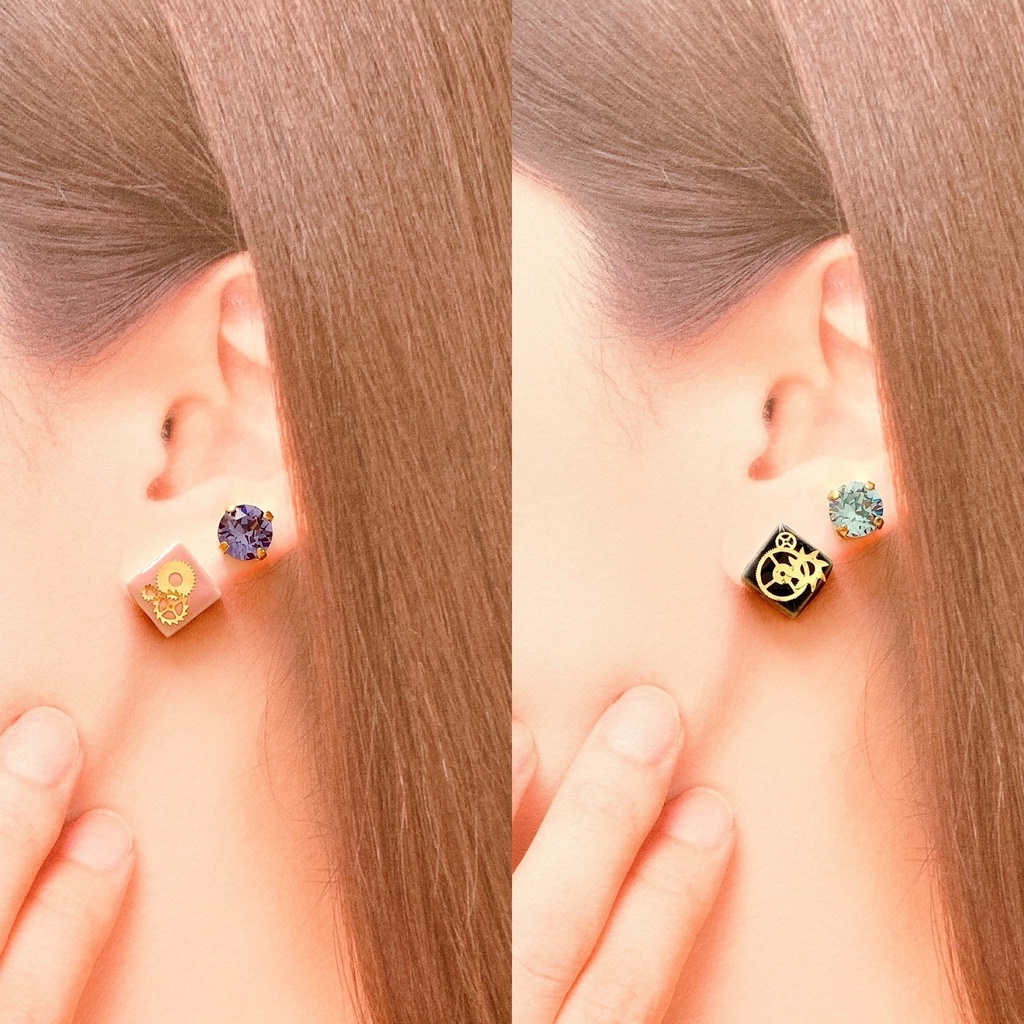 カラーリングタイルの耳飾り《COSMIC PRODUCTION》