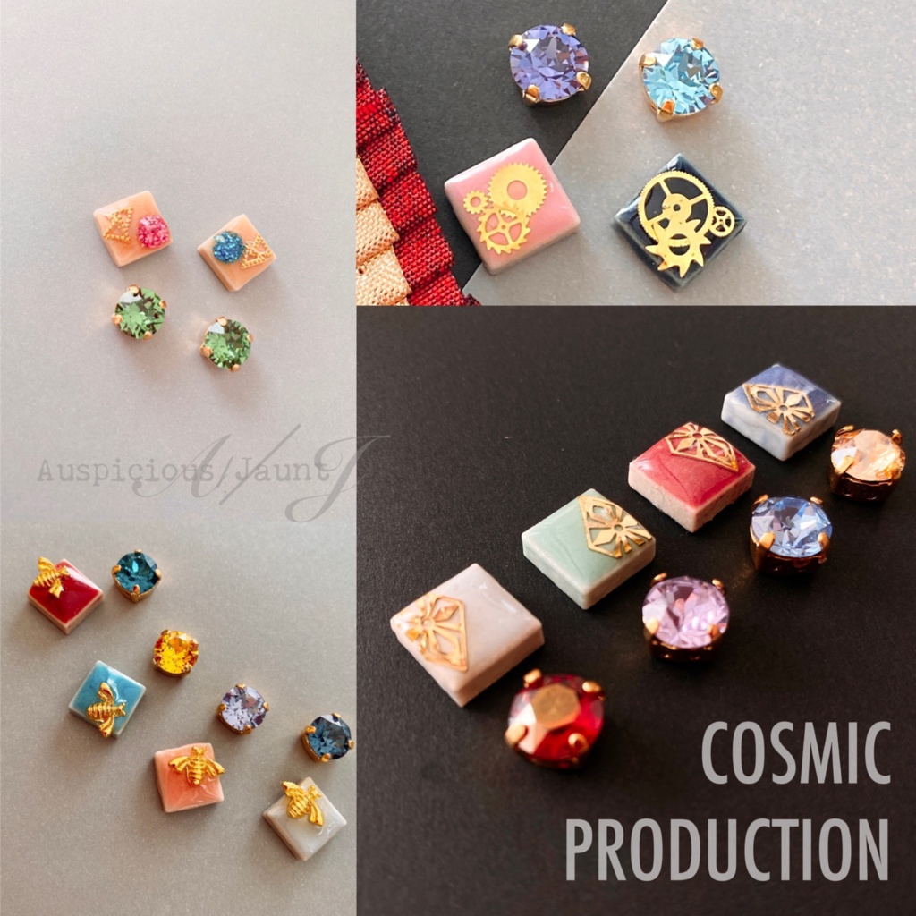 カラーリングタイルの耳飾り《COSMIC PRODUCTION》